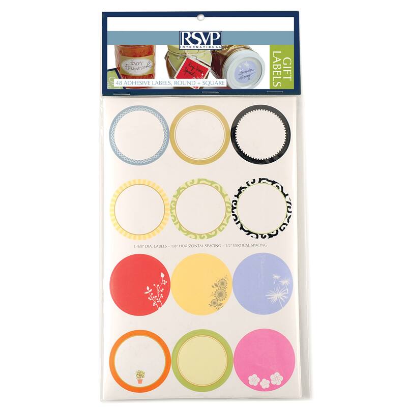 48-Piece Round and Square Gift Label Set - Round & Square, Set/48