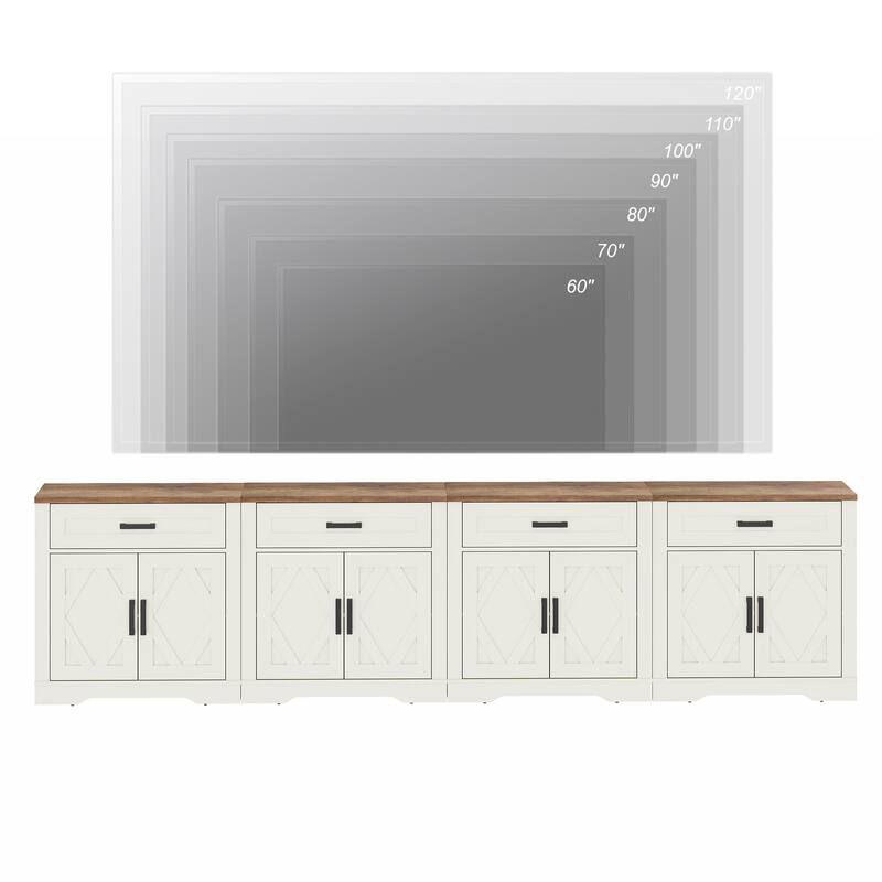 Farmhouse Entertainment Center with Storage Barn Door Cabinet for 50"-130" TVs