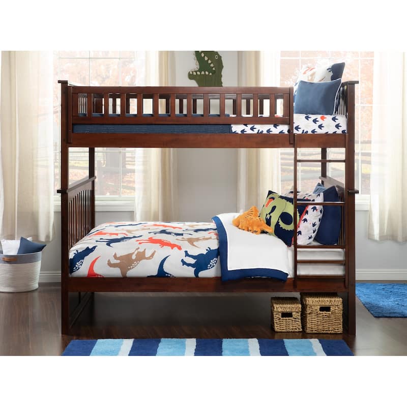 Bunk Bed Full Over Full - Solid Wood Frame, Durable Design, Space Saving, Easy Assembly