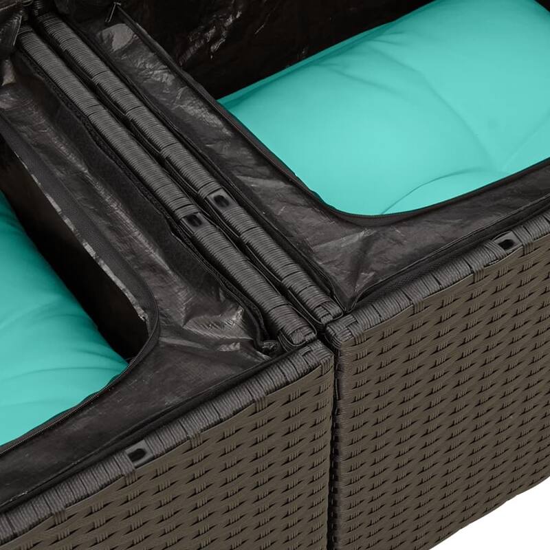 vidaXL 4 Piece Patio Sofa Set with Cushions Black Poly Rattan - 21.7 x 24.4 x 27.2