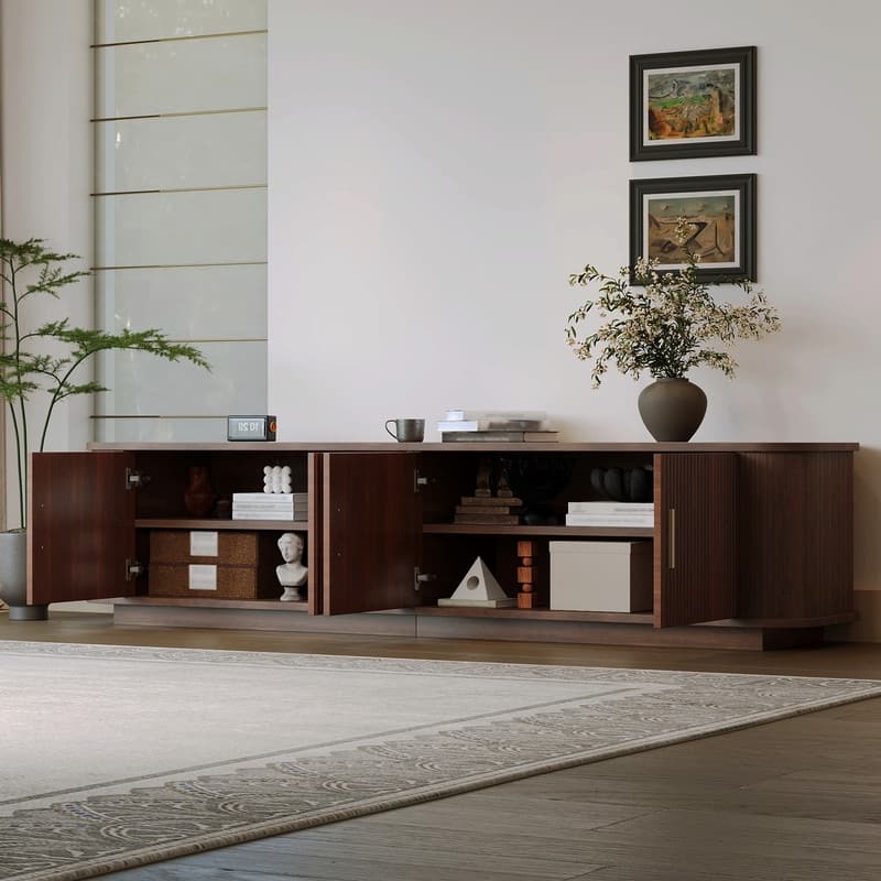 Modern 70" TV Stand for TVs up to 80", Media Entertainment Center with Storage Cabinet
