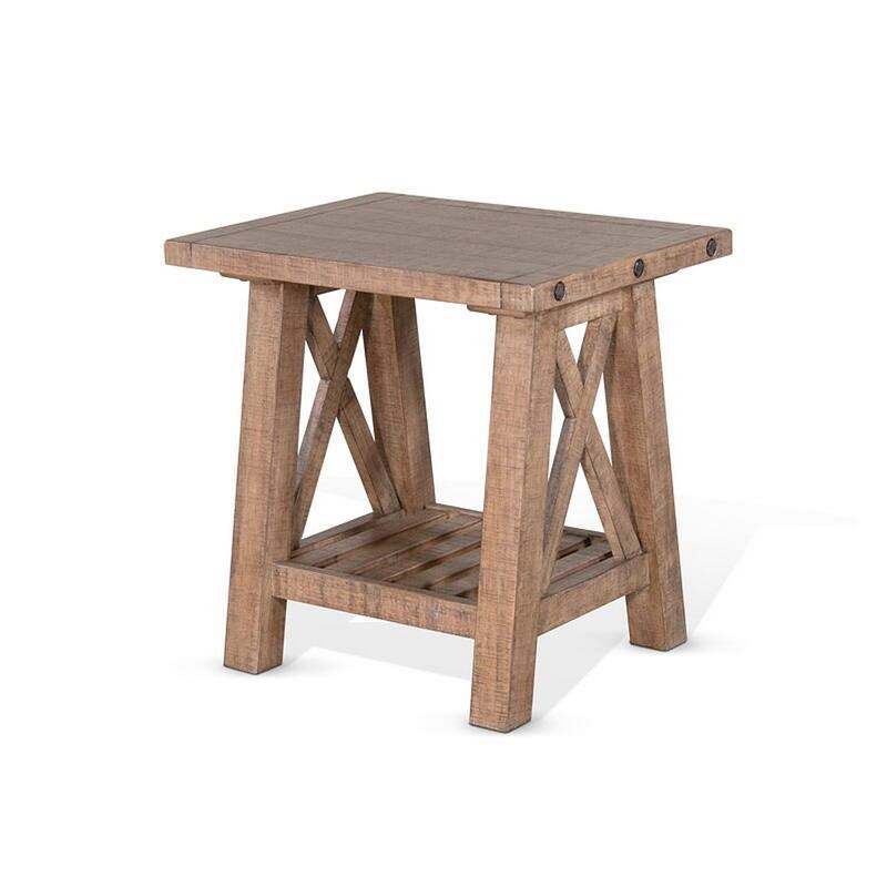 Anva End Table, Light Brown Mahogany, Shelf, Rectangular 24 Inch