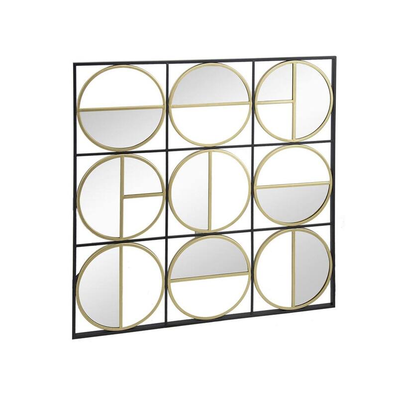 HomeRoots 36" Black and Gold Square Iron Framed Accent Mirror - 35.6' X '35.6' X '0.8
