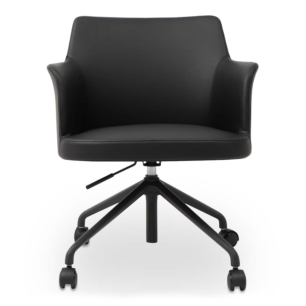 NADAAL STUDIOS Nerina Office Chair, Vegan Leather & Performance Fabric, Swivel, Adjustable Height, Caster Wheels, Black