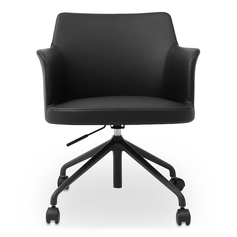NADAAL STUDIOS Nerina Office Chair, Vegan Leather & Performance Fabric, Swivel, Adjustable Height, Caster Wheels, Black
