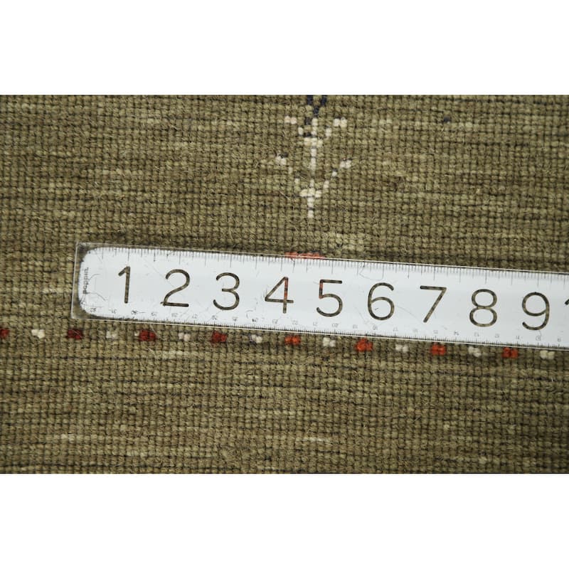 Modern Green Gabbeh Indian Rug Handmade Tribal Wool Carpet - 5'1" x 7'8"