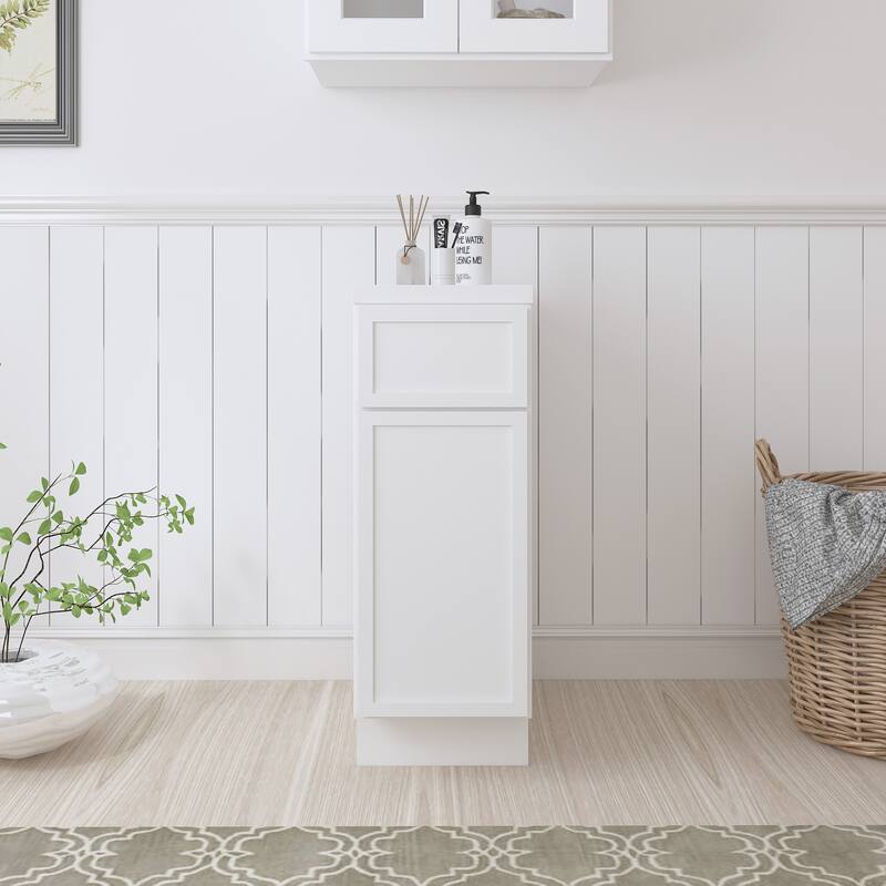 Vanity Art 12" Freestanding Single Base Storage Cabinet with Soft Close Door - White