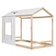 preview thumbnail 4 of 7, Modern Twin Size House Platform Kids Bed with Roof and Window, Solid Pine Wood Frame, Easy to Assemble, White+Natural