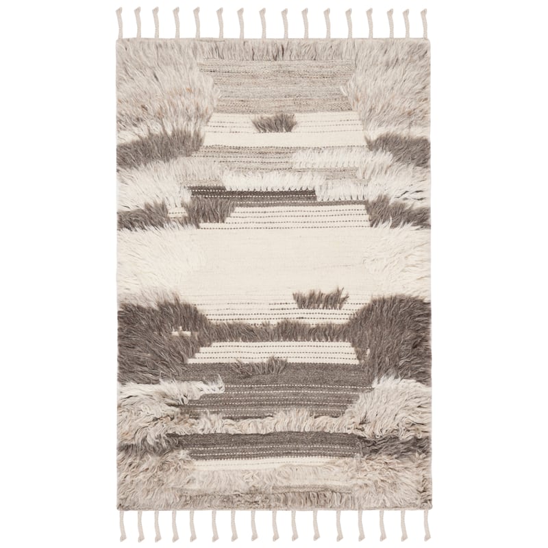 SAFAVIEH Hand-knotted Kenya Hilligje Southwestern Tribal Wool Rug - 4' x 6' - Ivory/Grey