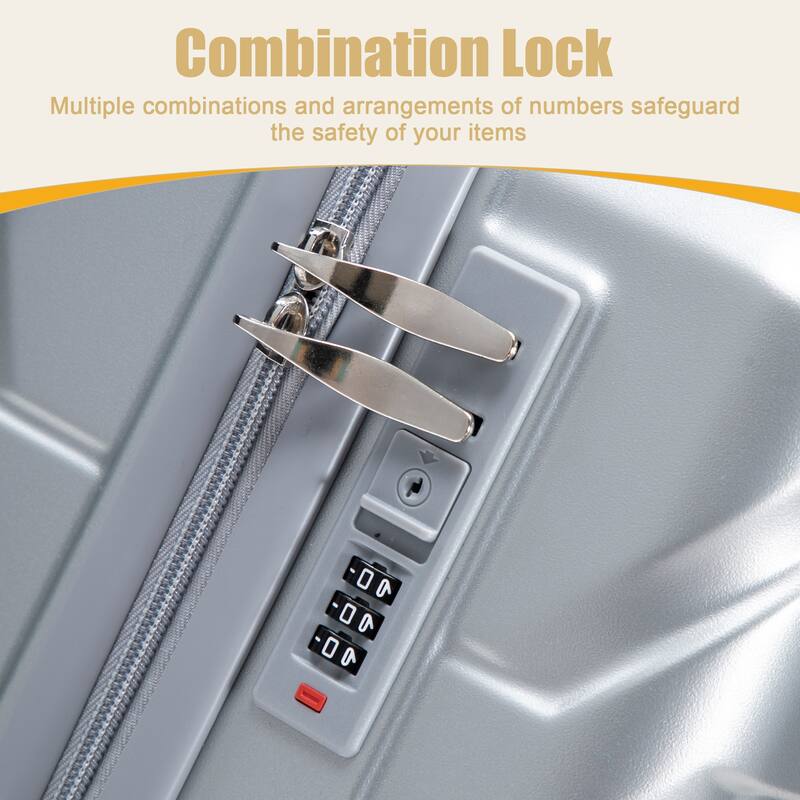 20 Inch ABS Hard Shell Travel Checked Luggage, Scratch Resistant Surface Four Multi-Directional Wheels, With Combination Lock