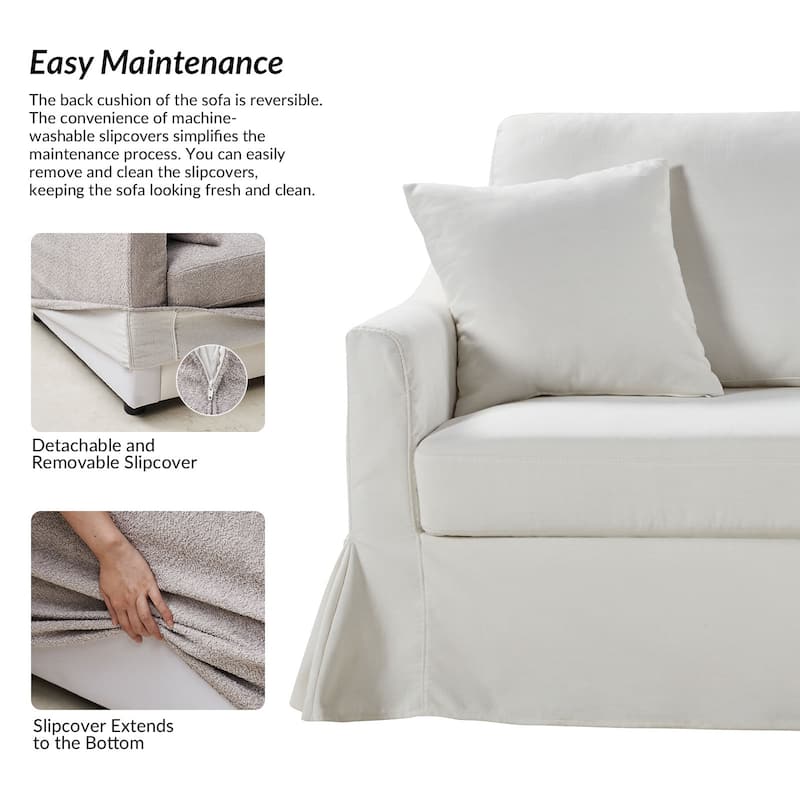 Volkhard 80.5" Modern Slipcovered Sofa With Removable Back Cushion By HULALA HOME