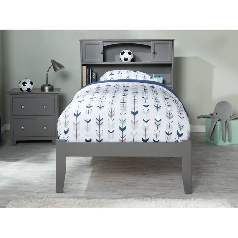 Newport Twin Platform Bed with Open Foot Board in Grey