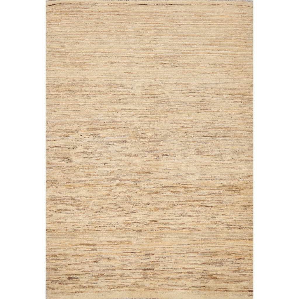 Wool Gabbeh Kashkoli Contemporary Area Rug Hand-knotted Foyer Carpet - 3'5" x 4'9"