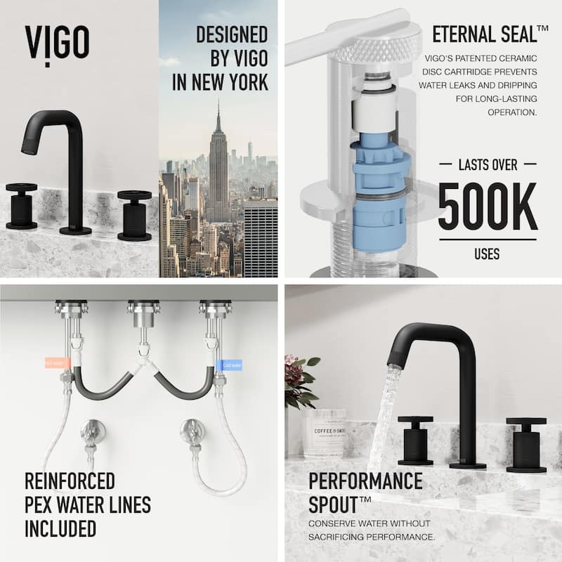 VIGO Cass 8" H 2-Handle Widespread Bathroom Faucet