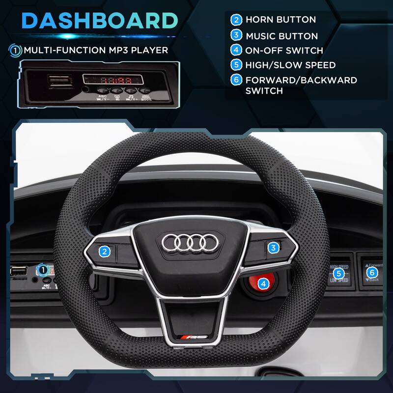 Kids Audi RS E-tron 12V Electric Ride-On Car with Remote Control, 3.1 MPH, 4-Wheel Suspension, Music, Horn, for Ages 3-5
