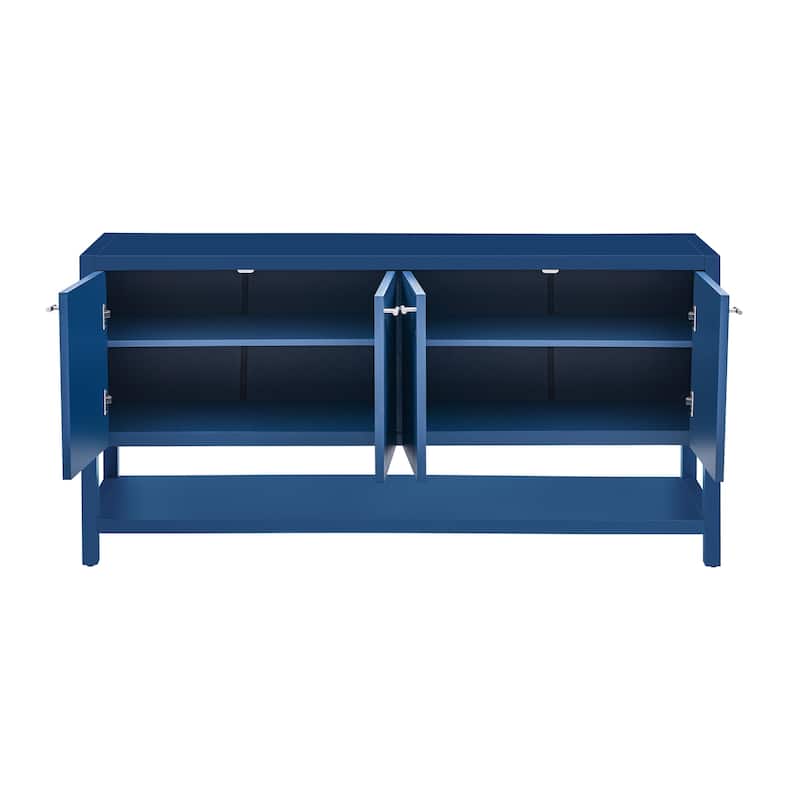 4 Door Entryway Console Table with Open Bottom Shelf, Farmhouse Entryway Table