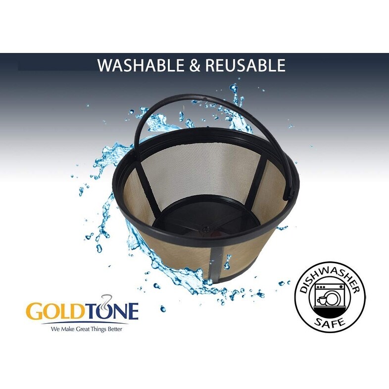 Reusable 8-12 Cup Basket Coffee Filter - Fits Hamilton Beach, Cuisinar –  GoldTone