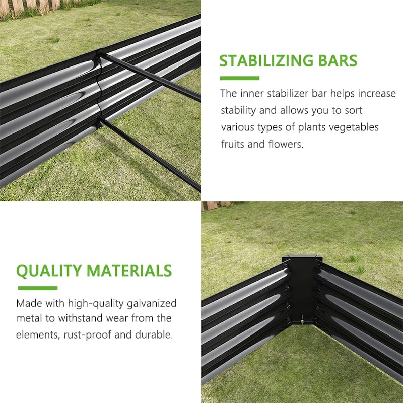 Outdoor Galvanized Metal Raised Garden Bed Kit - 7.6 x 3.7 x 1 ft