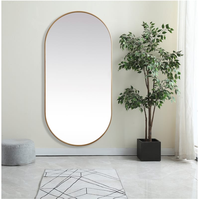 Indigo Home Metal Frame Oval Mirror 36x72 Inch