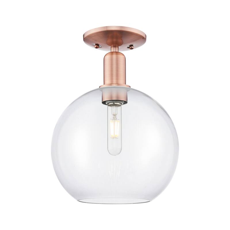 Innovations Lighting Endless Possibilities Arcadia - Athens - 1 Light 10" Semi-Flush Mount - Clear/Antique Copper
