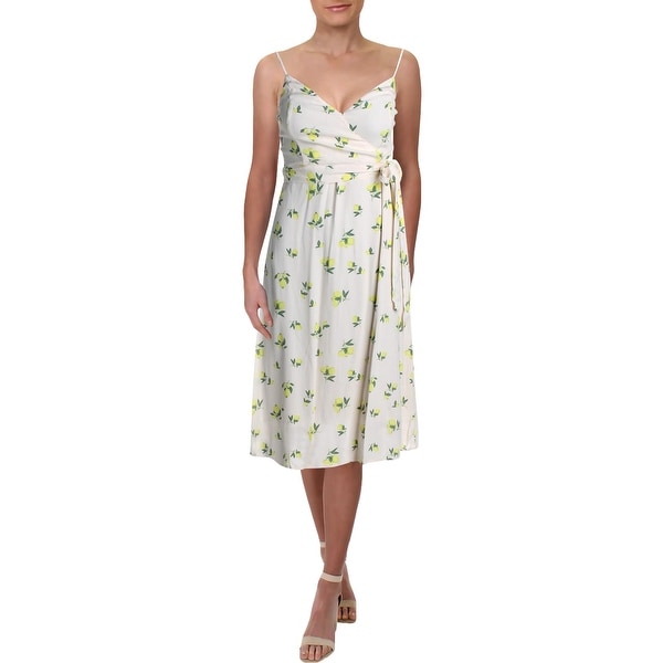 lemon print wrap dress