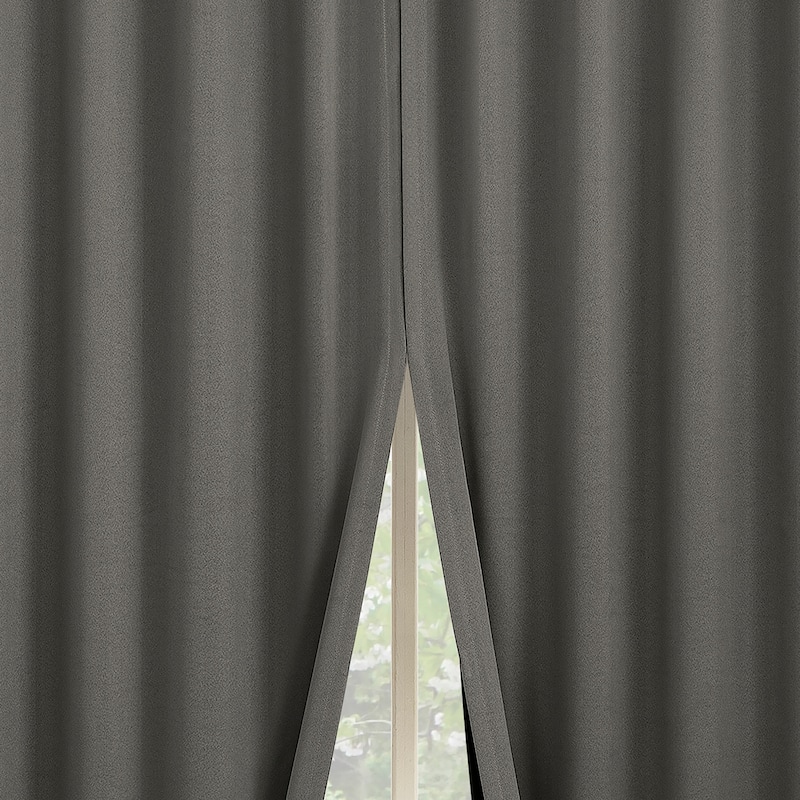 Sun Zero Aria 2-pack Magnetic Closure Theater Grade Total Blackout Back Tab 2-Piece Curtain Panel Pair - 52" x 84" - Grey