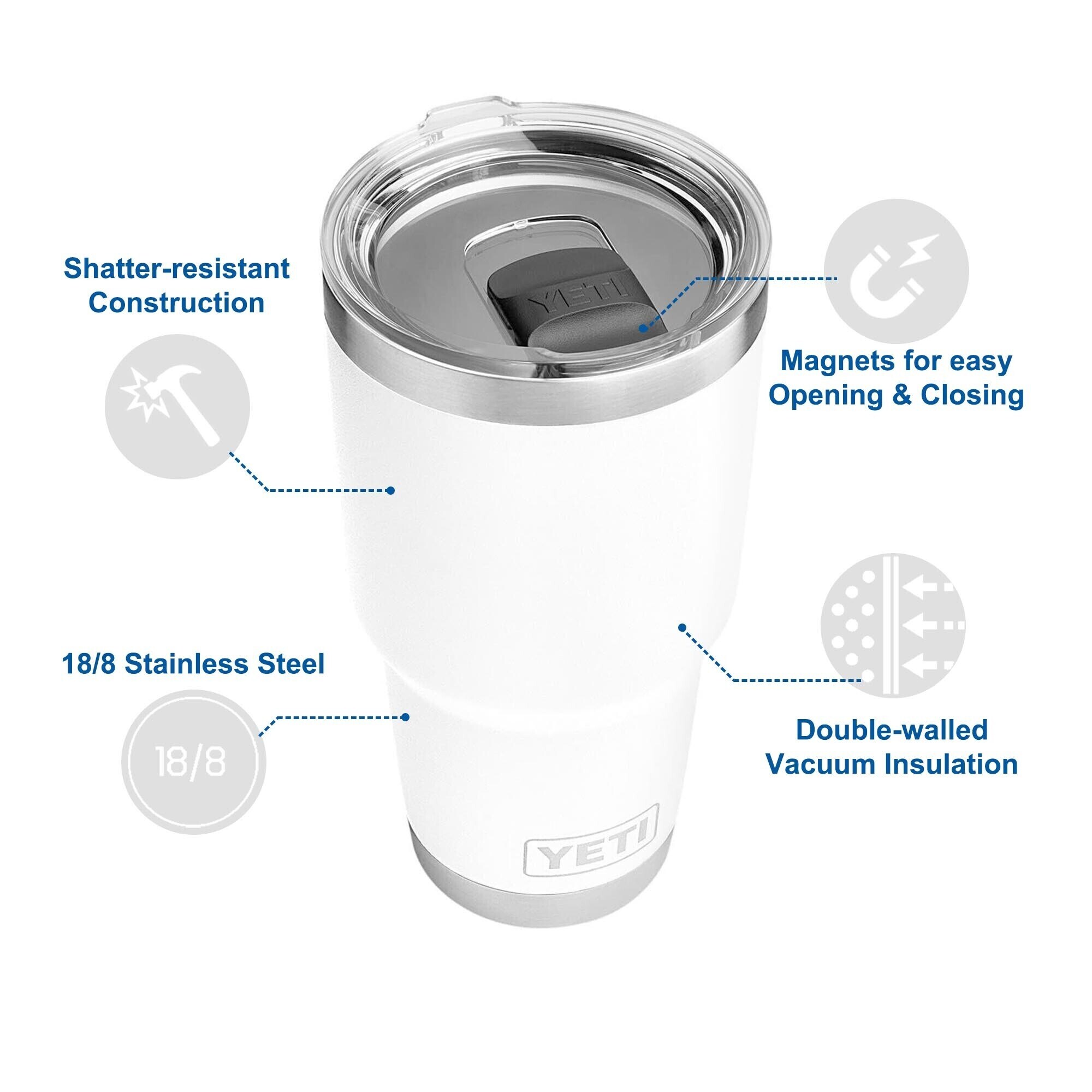 Yeti Rambler Tumbler with Magslider Lid, Stainless Steel, 30oz