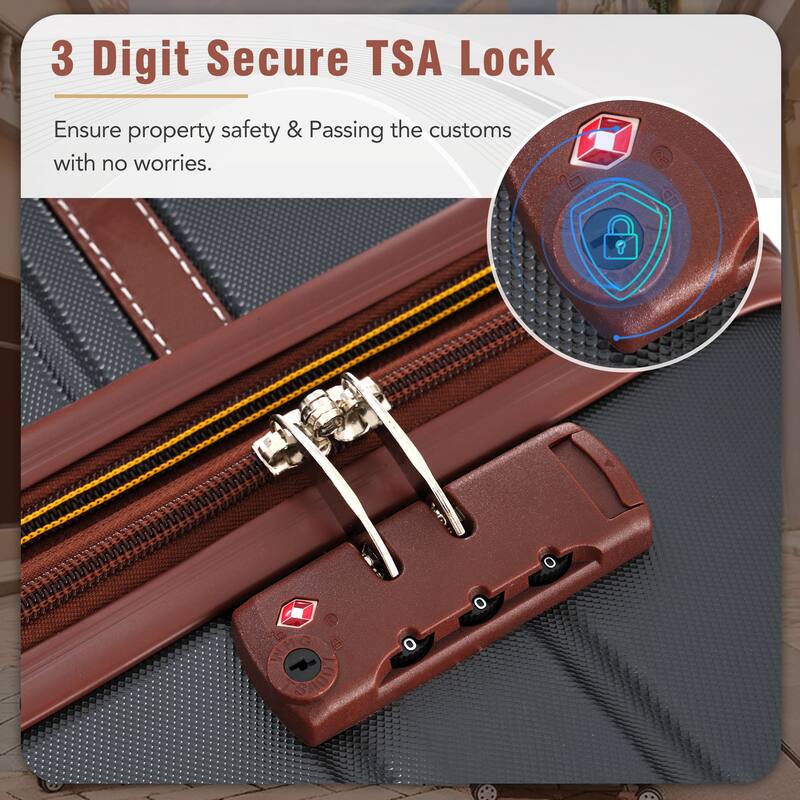 Lightweight 3-Piece Hardside Luggage Set with TSA Lock, 20" & 28" Spinner Suitcases & Cosmetic Case