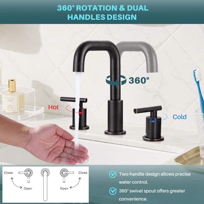 WOWOW 8-inch Dual Handle Widespread Bathroom Faucet
