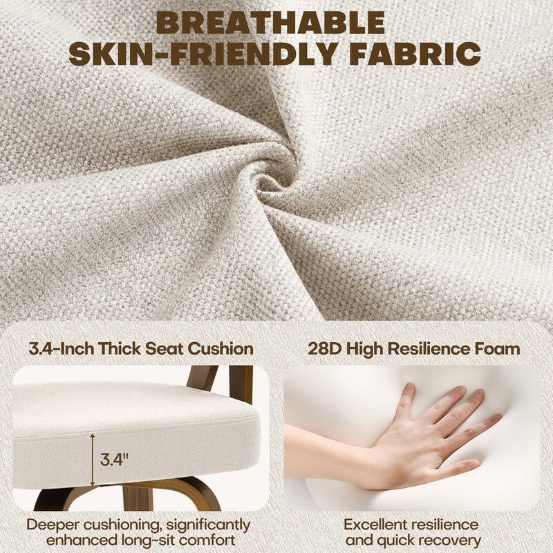 Mid-Century Upholstered Swivel Bar Stool/ Counter Stools with Curved Back - 37.5"H x 20.9"W x 19.9"D