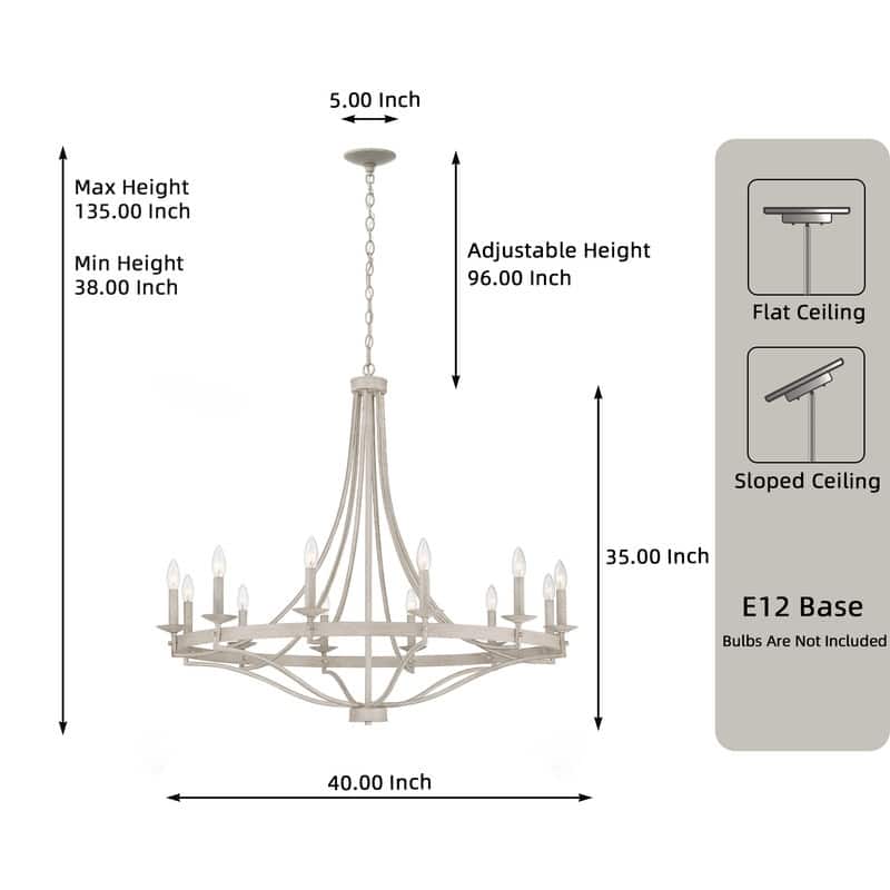 Acroma 12-light Modern Farmhouse Empire Wagon Wheel Chandelier with UL