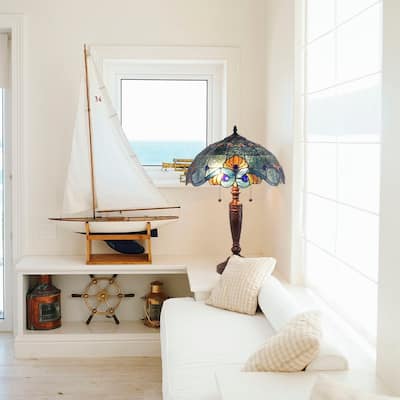 Tiffany Style Blue Vintage Table Lamp