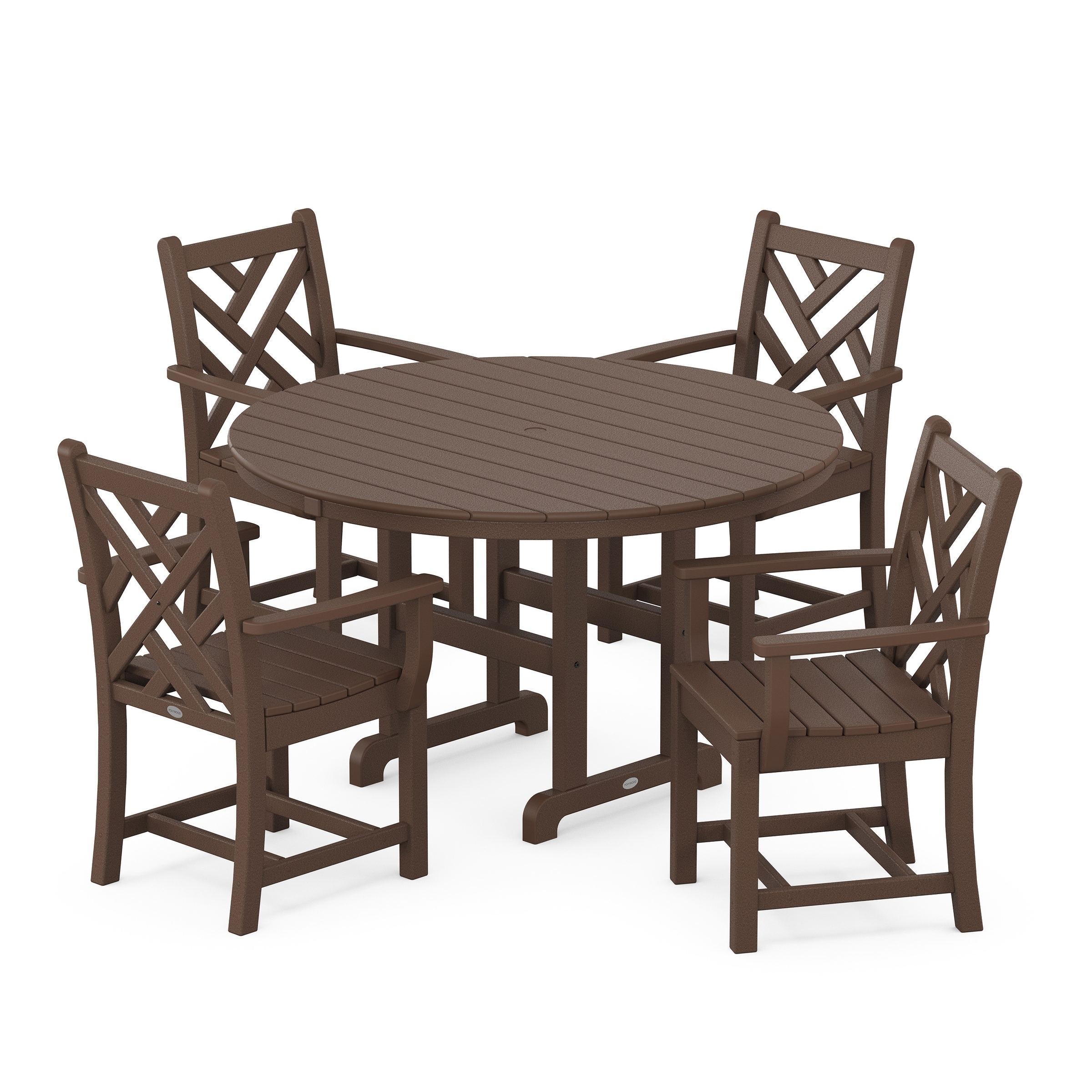 POLYWOOD Chippendale 5-Piece Round Farmhouse Dining Set