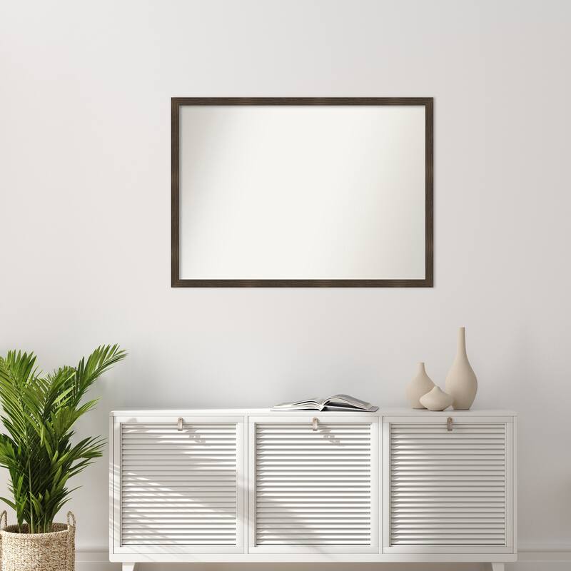 Woodgrain Stripe Non-Beveled Wood Framed Wall Mirror