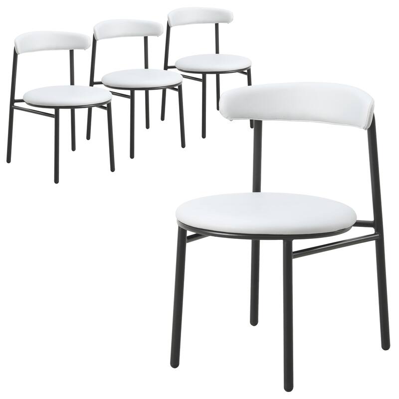 Lume Modern Dining Chair Upholstered in Polyester with Metal Legs Set of 4 - Grey