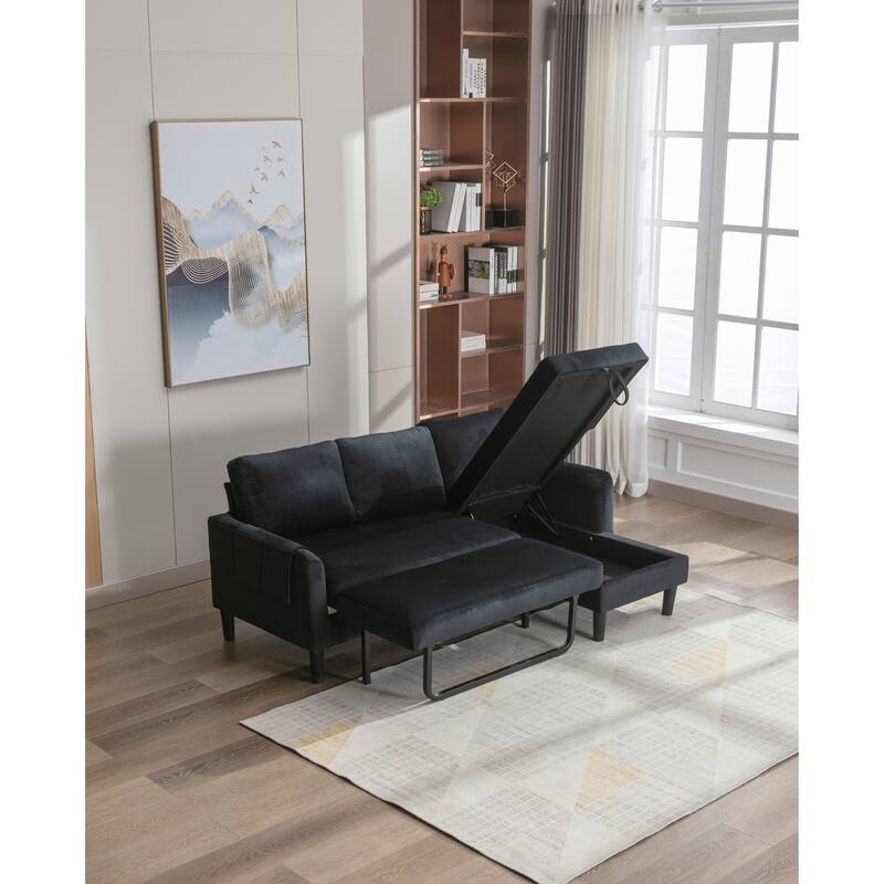 Modern Upholstered Sectional Sofa, Recliner Sleeper Sofa with Storage