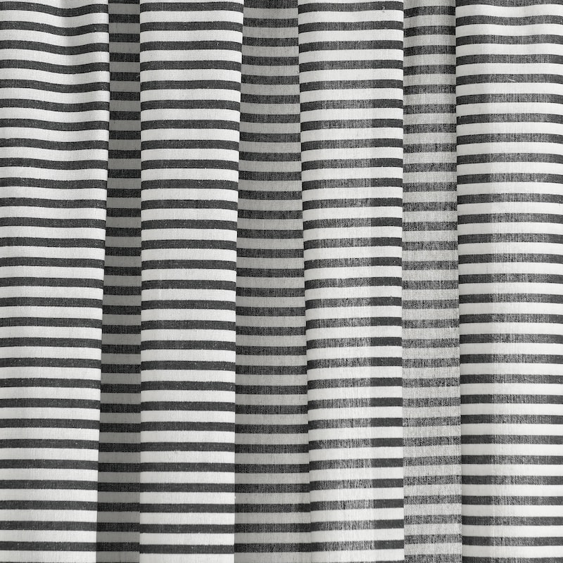 Lush Decor Boho Coastal Horizontal Ticking Stripe Tassel Window Curtain Panels