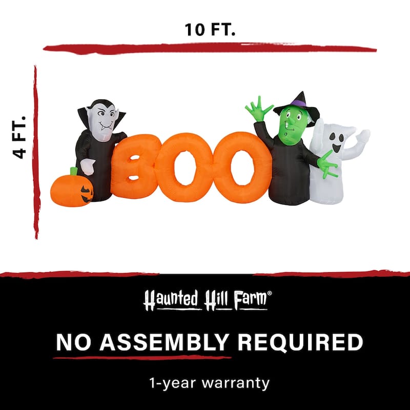Haunted Hill Farm 10-Ft. Inflatable Boo Sign with Lights
