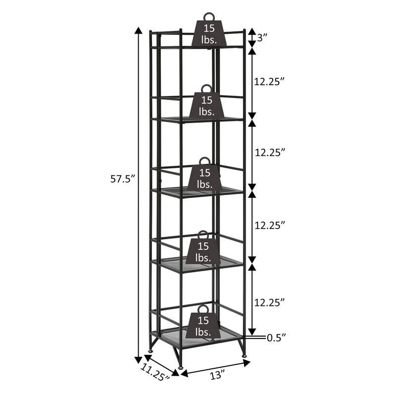 Convenience Concepts Xtra Storage 5 Tier Folding Metal Mesh Shelf