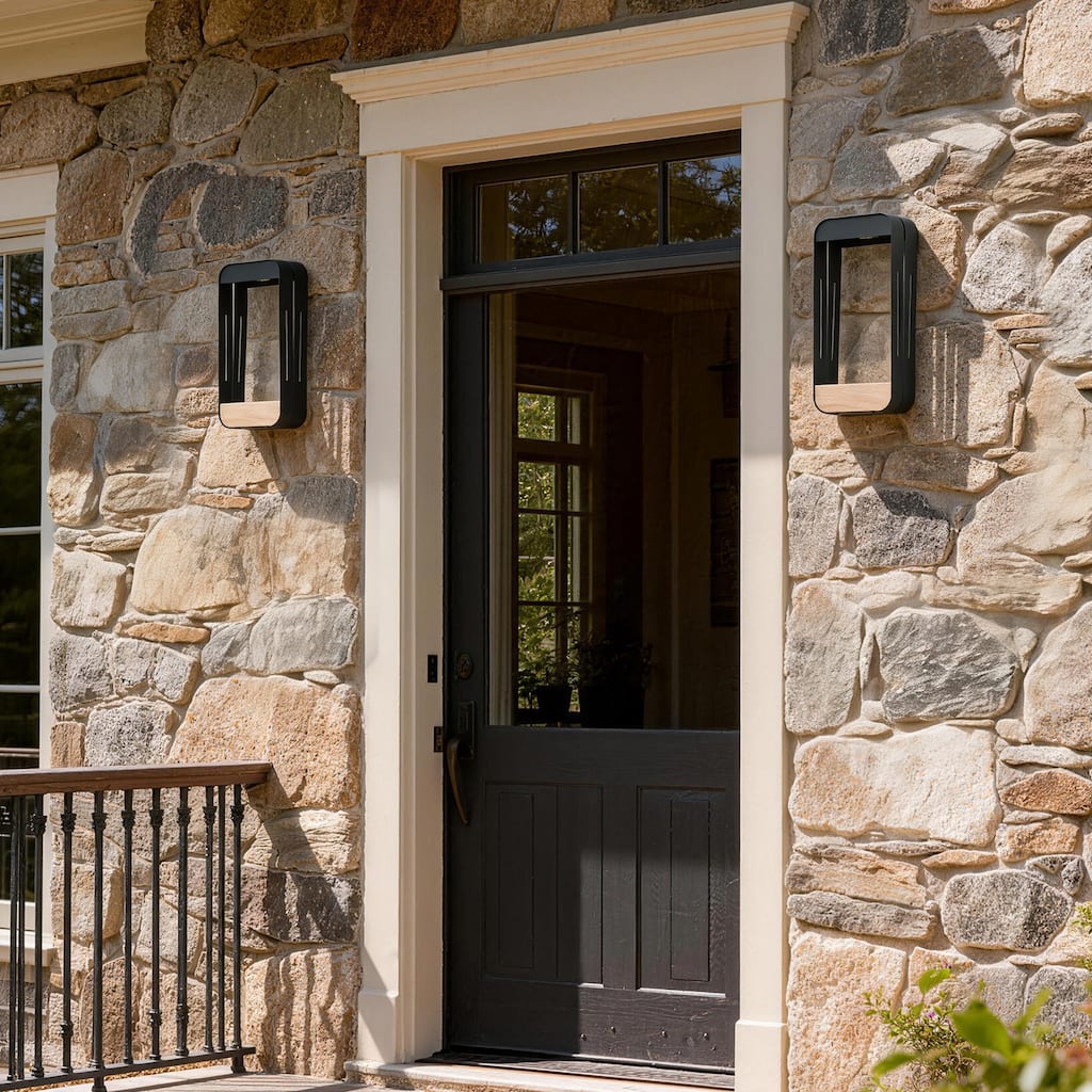 Outdoor Solar LED Wall Lantern Metal Dusk to Dawn Sconce(2-pack)