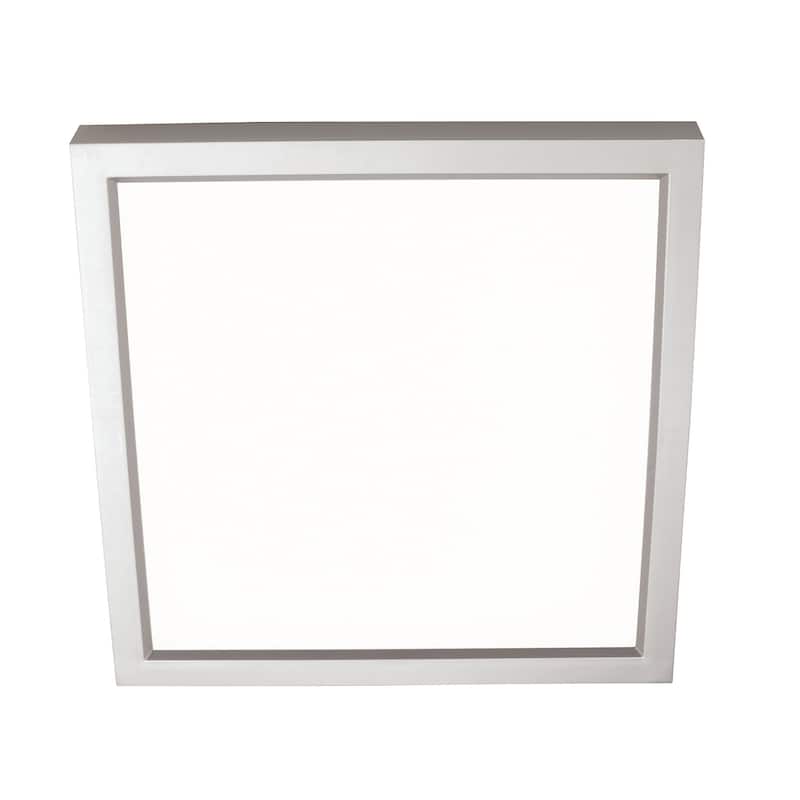 Edge Square 6-inch Satin Nickel LED Outdoor Flush Mount, White Acrylic Shade - Satin Nickel