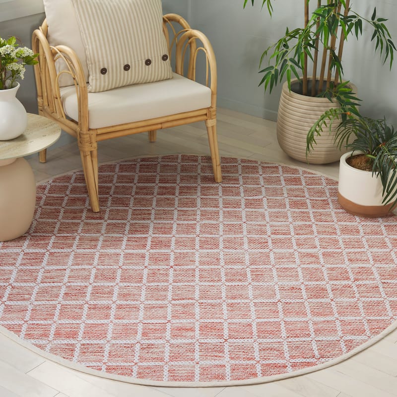 SAFAVIEH Handmade Montauk Huldis Casual Cotton Rug - 6' Round - Orange/Ivory