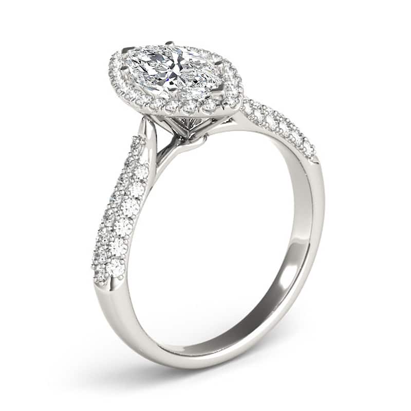 Auriya 14k White Gold Lab Grown Marquise Diamond Halo Engagement Ring 0.50 to 5.00 ct. tw. (F-G VS)