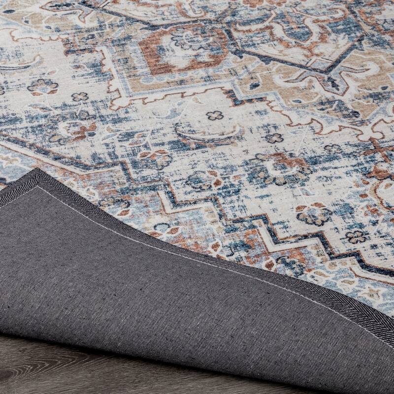 Abstract Traditional Ivory Area Rug
