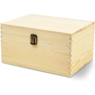 Unfinished Wood Box with Hinged Lid, Wooden Jewelry Box (10.75 x 8 x 5. ...