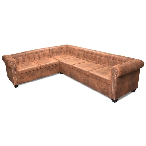 Shop Vidaxl Chesterfield Corner Sofa 6 Seater Artificial Leather