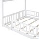 preview thumbnail 6 of 7, White Full SizeWooden House Bed with Fence, Playhouse Design