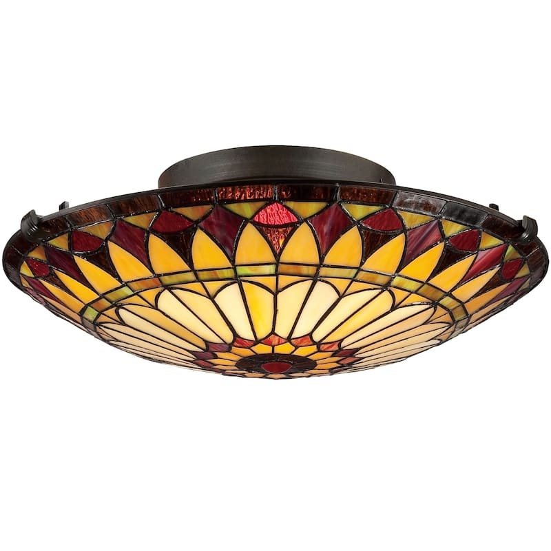 Roseto 2 Light 17" Wide Flush Mount Ceiling Fixture with Ohio Glass - Vintage Bronze
