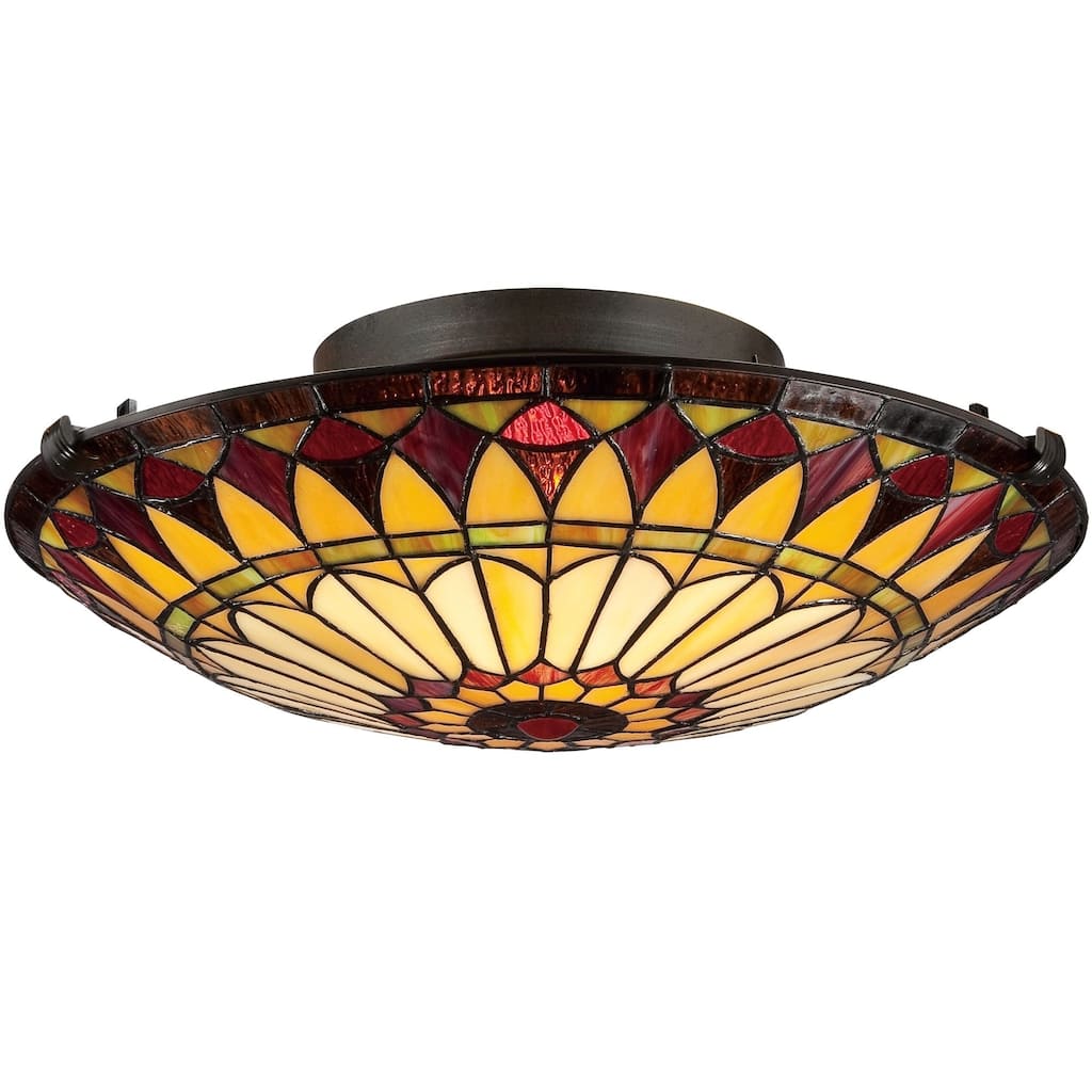Roseto 2 Light 17" Wide Flush Mount Ceiling Fixture with Ohio Glass