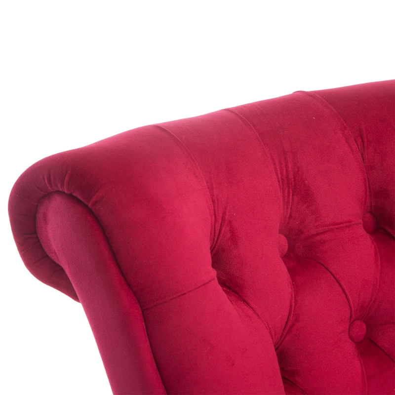 Polyester Rubber Wood High Back Chair with Tufted Seat